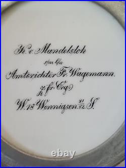 1800's Hand Painted German Beer Stein For Judge Von Mandelsloh Porcelain & Glass