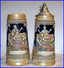 1976 Budweiser German Pilique Pair Lidded/unlidded Pair Steins Csl5 Ceramarte