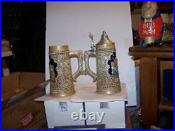 1976 Budweiser German Pilique Pair Lidded/unlidded Pair Steins Csl5 Ceramarte