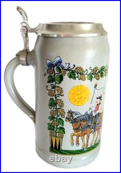 1989 Augustiner Brau Munich Oktoberfest lidded Masskrug German Beer Stein