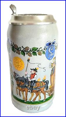 1989 Augustiner Brau Munich Oktoberfest lidded Masskrug German Beer Stein