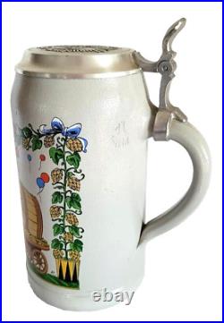 1989 Augustiner Brau Munich Oktoberfest lidded Masskrug German Beer Stein