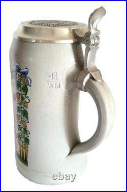 1989 Augustiner Brau Munich Oktoberfest lidded Masskrug German Beer Stein