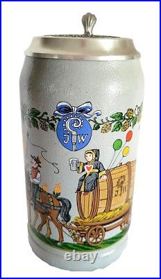 1989 Augustiner Brau Munich Oktoberfest lidded Masskrug German Beer Stein