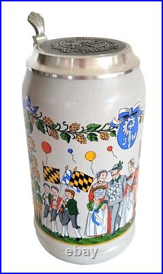 1994 Augustiner Brau Munich Oktoberfest lidded Masskrug German Beer Stein