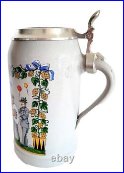 1994 Augustiner Brau Munich Oktoberfest lidded Masskrug German Beer Stein