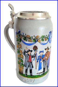 1995 Augustiner Brau Munich Oktoberfest lidded Masskrug German Beer Stein