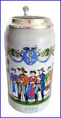 1995 Augustiner Brau Munich Oktoberfest lidded Masskrug German Beer Stein