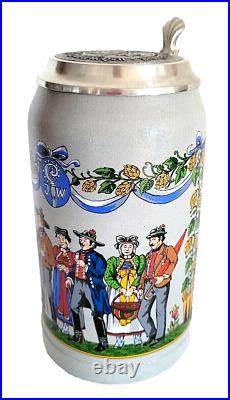 1995 Augustiner Brau Munich Oktoberfest lidded Masskrug German Beer Stein