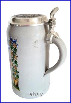 1995 Augustiner Brau Munich Oktoberfest lidded Masskrug German Beer Stein