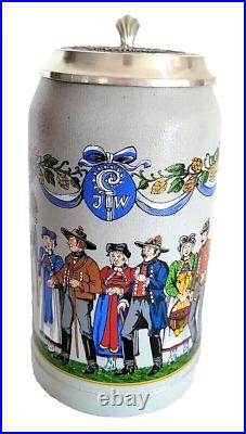 1995 Augustiner Brau Munich Oktoberfest lidded Masskrug German Beer Stein