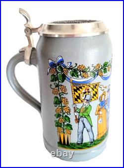 1996 Augustiner Brau Munich Oktoberfest lidded Masskrug German Beer Stein