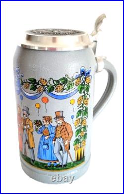 1996 Augustiner Brau Munich Oktoberfest lidded Masskrug German Beer Stein