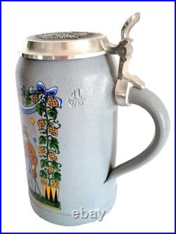 1996 Augustiner Brau Munich Oktoberfest lidded Masskrug German Beer Stein