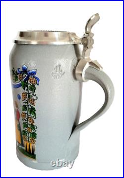 1998 Augustiner Brau Munich Oktoberfest lidded Masskrug German Beer Stein