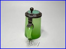 19c. Antique German Miniature Vaseline Uranium Glass Tankard Beer Stein Mug 2.75