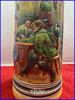 2 Liter Vintage German Ceramic Beer Stein /w LID 17 Inches