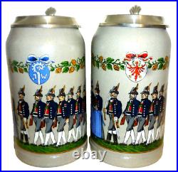 2 x 1999 Augustiner Brau Munich Oktoberfest lidded Masskrug German Beer Steins