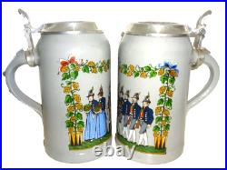 2 x 1999 Augustiner Brau Munich Oktoberfest lidded Masskrug German Beer Steins