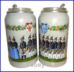 2 x 1999 Augustiner Brau Munich Oktoberfest lidded Masskrug German Beer Steins