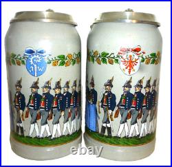 2 x 1999 Augustiner Brau Munich Oktoberfest lidded Masskrug German Beer Steins