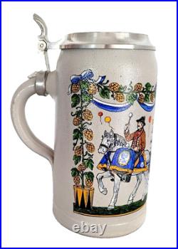 2002 Augustiner Brau Munich Oktoberfest lidded Masskrug German Beer Stein