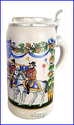 2002 Augustiner Brau Munich Oktoberfest lidded Masskrug German Beer Stein