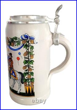 2002 Augustiner Brau Munich Oktoberfest lidded Masskrug German Beer Stein