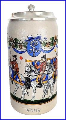 2002 Augustiner Brau Munich Oktoberfest lidded Masskrug German Beer Stein