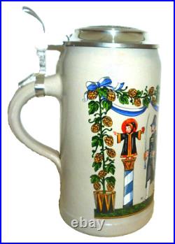 2003 Augustiner Brau Munich Oktoberfest lidded Masskrug German Beer Stein