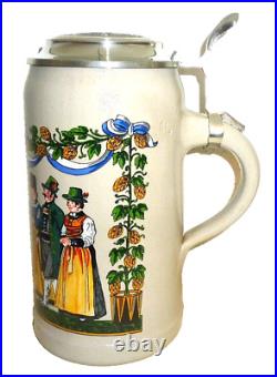 2003 Augustiner Brau Munich Oktoberfest lidded Masskrug German Beer Stein