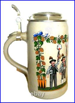 2005 Augustiner Brau Munich Oktoberfest lidded Masskrug German Beer Stein