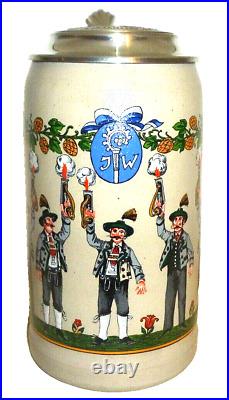 2005 Augustiner Brau Munich Oktoberfest lidded Masskrug German Beer Stein