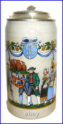 2006 Augustiner Brau Munich Oktoberfest lidded Masskrug German Beer Stein