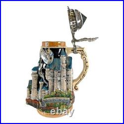 3D Neuschwanstein Castle Bavaria with Crystal Lid LE German Beer Stein. 7 L