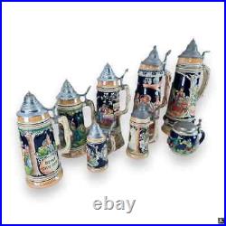 German Lidded Beer » 8 Pc. German Beer Steins With Lids