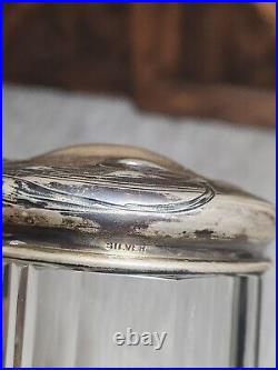 ANTIQUE 1870-1880s German Silver (. 800) Lidded & Glass Tankard Beer Stein 05. L