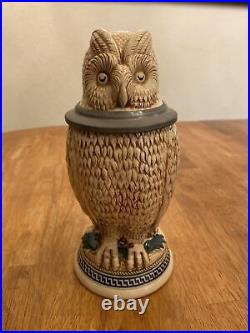 AUTHENTIC MARZI & REMY STONEWARE GLAZED OWL GERMAN STEIN TANKER MUG? Ex. LPJ