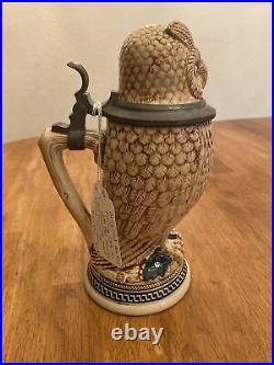 AUTHENTIC MARZI & REMY STONEWARE GLAZED OWL GERMAN STEIN TANKER MUG? Ex. LPJ