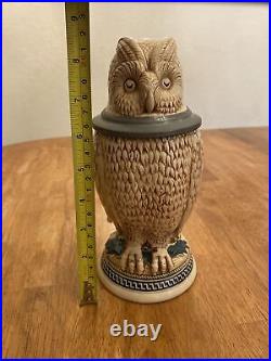 AUTHENTIC MARZI & REMY STONEWARE GLAZED OWL GERMAN STEIN TANKER MUG? Ex. LPJ