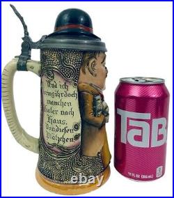 Adolf Diesinger Antique German Character Beer Stein 765 MAN WITH TOMCAT 8 Gift