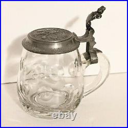 Amazing Antique German Cut Glass Crystal Beer Stein Mug With Pewter Lid Dated 1907