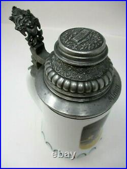 Antique 1886 German Beer Stein With Pewter Lid & Lithopane