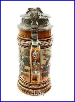 Antique 1889 METTLACH STEIN No 1403 BOWLING 1/2 L German Beer stein by C Warth