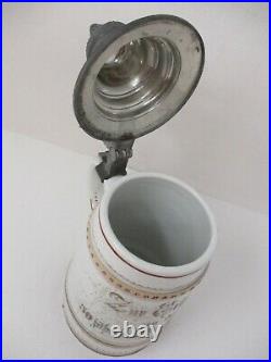 Antique 1899 50th Jubilee 10 German Beer Stein With Pewter Lid & Lithopane