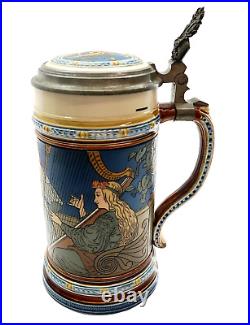 Antique 1901 METTLACH STEIN No 2581 SONG AND MUSIC 1/2 L German Beer Stein