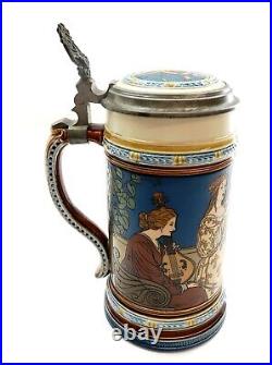 Antique 1901 METTLACH STEIN No 2581 SONG AND MUSIC 1/2 L German Beer Stein