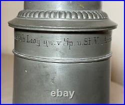 Antique 1926 handmade pewter lidded German honorary presentation beer stein mug