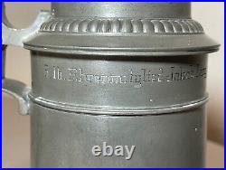 Antique 1926 handmade pewter lidded German honorary presentation beer stein mug