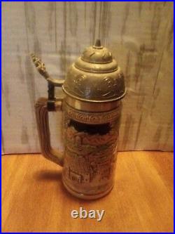 Antique Beer Mug. German With Musical Lid. Beer Seidel. Beer Stein Present